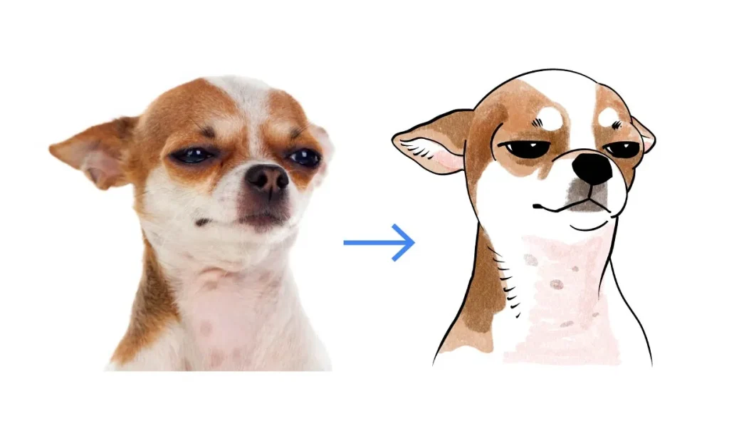 「うちの子」に似ないのはなぜ?プロが教える「観察チェックリスト」と「愛のデフォルメ」のコツ
【STEP 2】チャームポイントは「2倍」のルールで描く
3.いつもの表情
「困った時の眉間のシワ」「嬉しい時の細い目」。きれいな顔より、愛着のある顔を選びましょう。