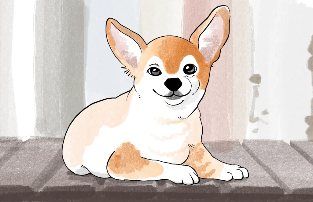 「うちの子」に似ないのはなぜ?プロが教える「観察チェックリスト」と「愛のデフォルメ」のコツ
【実践例】同じ犬種でもこんなに違う!(Before/After)
カルテを使って
「うちの子(例:丸目で顔周りがハート形)」を強調したイラスト